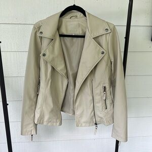 max studio tan faux leather jacket | size medium | women’s faux leather coat